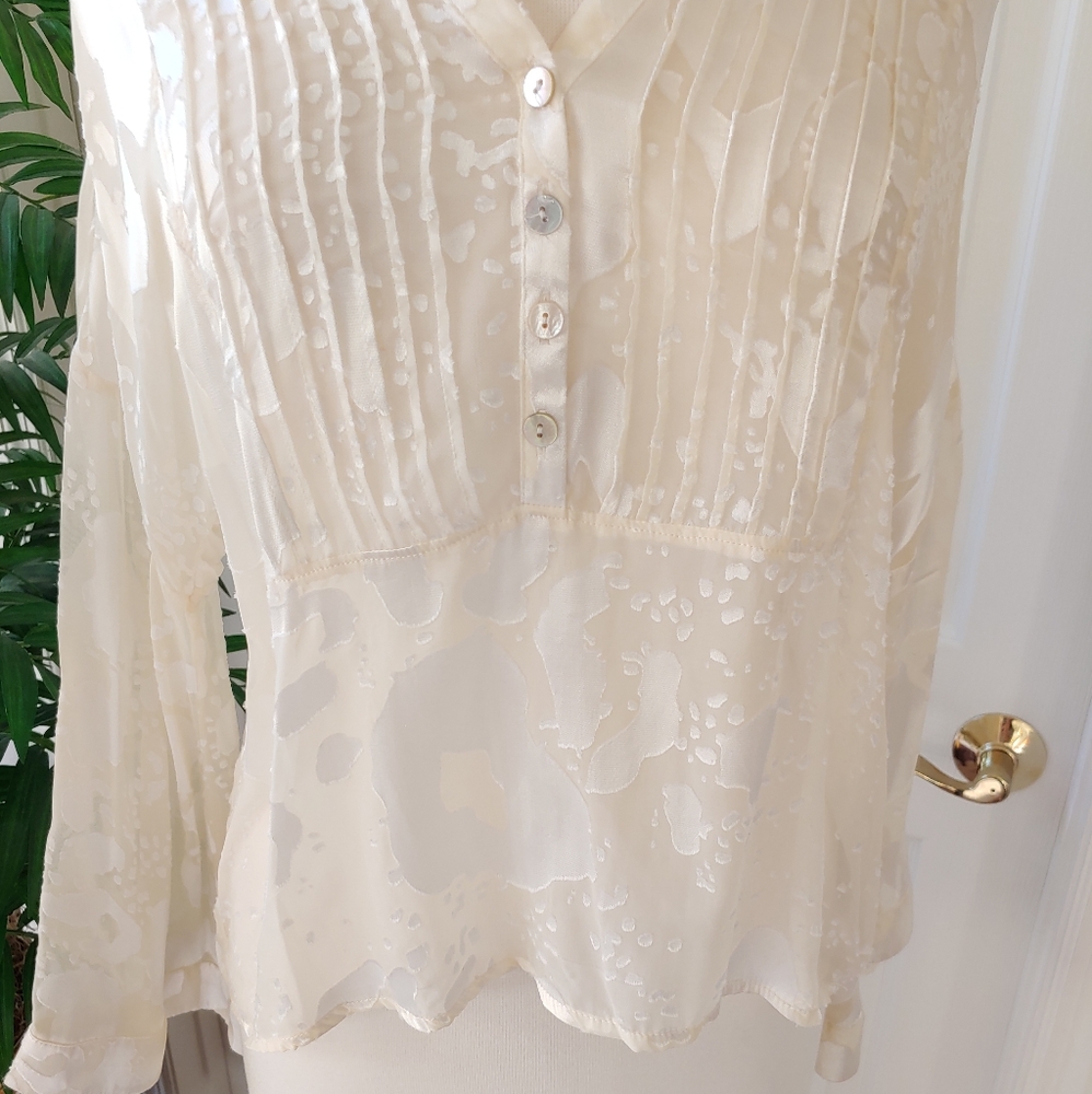 Patterson J Kincaid Detailed Embellished Sheer Long Sleeve Top Luna Tunic Medium - Picture 3 of 8